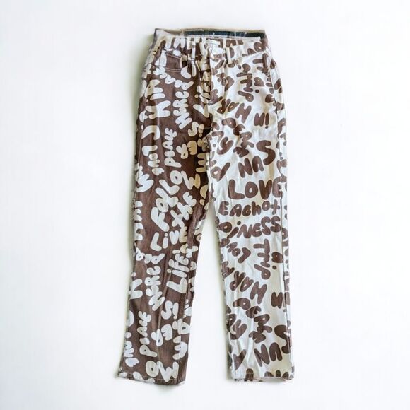 PacSun‎ Women’s Dad Jeans High Rise Straight Two Tone Peace Print Skater 28 - Picture 6 of 15